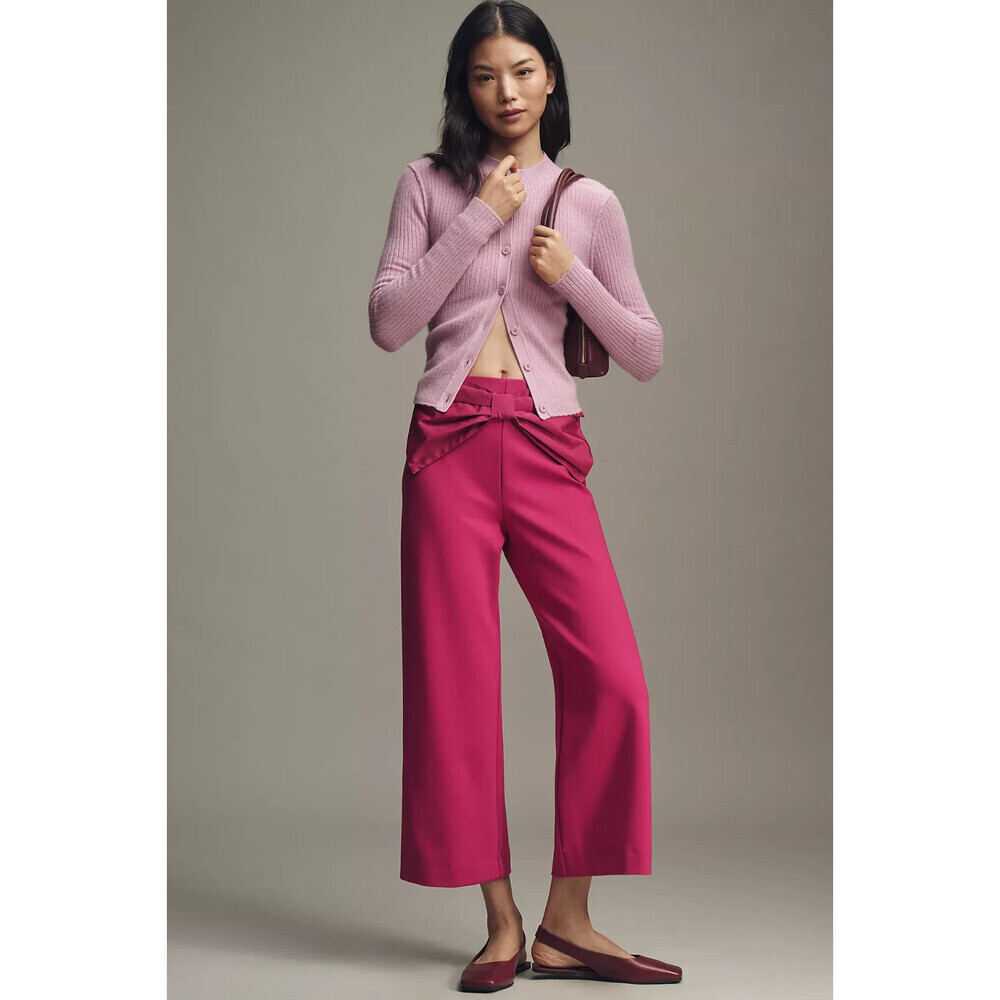 The @merricksart Colette Crop Bow-Waist Pants by Maeve Raspberry SZ 26 - Picture 2 of 4